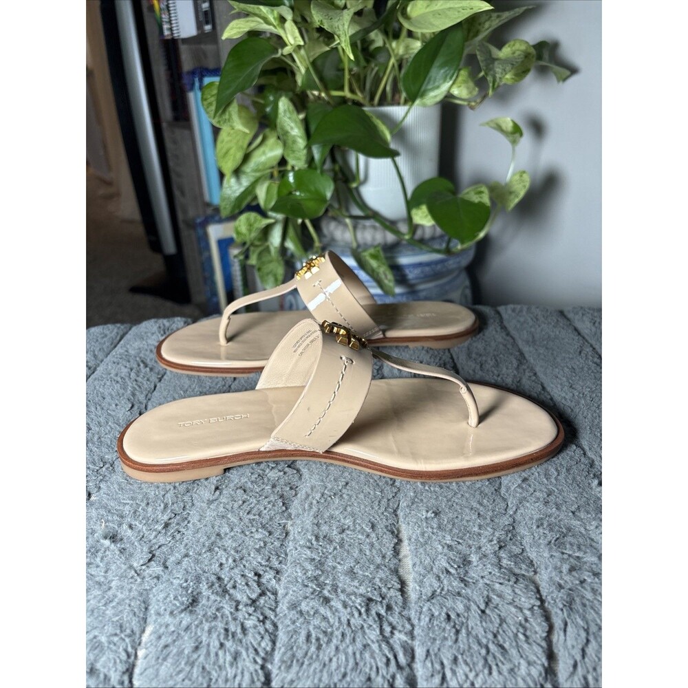 Tory Burch MINI EVERLY FLAT THONG SANDAL IVORY WOMENS SIZE 7.5M - Picture 8 of 11